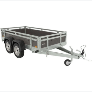 BRK -TEMA WOOD Remorque double essieux basculante caisse contreplaqué châssis acier 263x125 cm