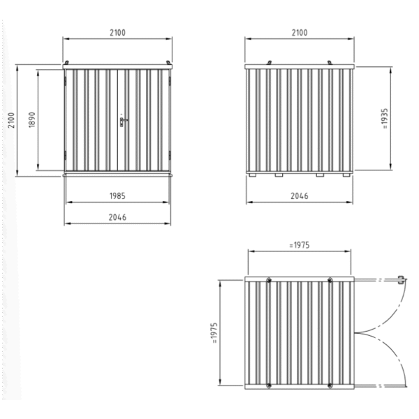 Container chantier - Conteneur de stockage 2m - Bungalow galvanisé démontable - Made in Germany – Image 4