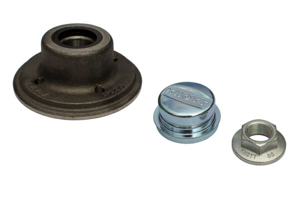 BRK -Moyeu avec roulement pour essieu non freiné KNOTT 4x100, kit de cache-écrous