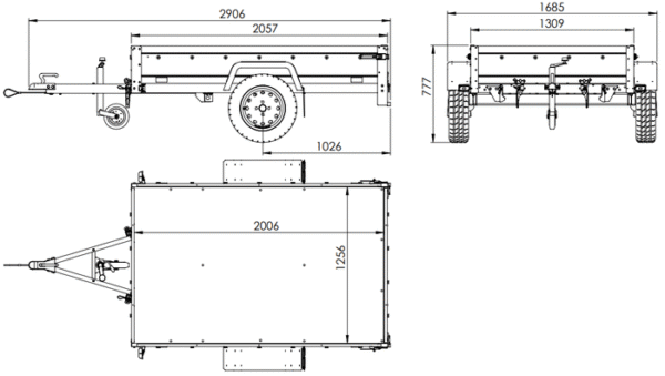 BRK -Remorque 750 kg 200 x 125 avec bâche dôme et arceau Garden Trailer 201 KIPP – Image 2