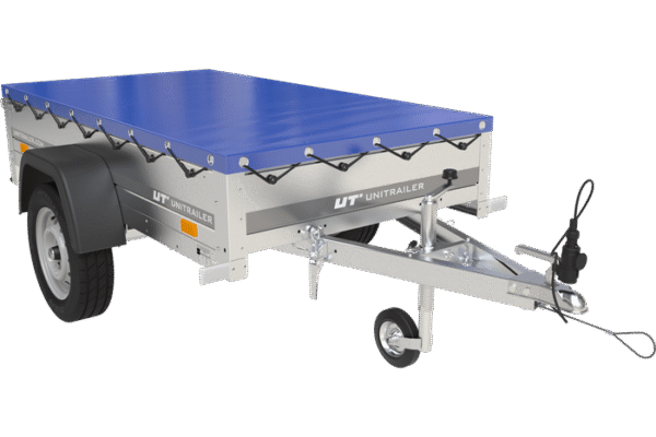 BRK -Remorque Garden Trailer 200 Kipp avec roue jockey et bâche plate bleue