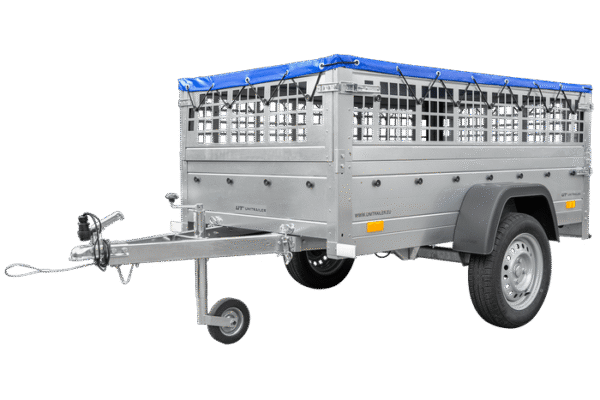 BRK -Remorque grillagée 200x106 avec bâche plate bleue, ridelles grillagées et roue jockey - Garden Trailer 200 KIPP – Image 2