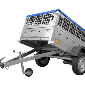 BRK -Remorque grillagée 200x106 avec bâche plate bleue, ridelles grillagées et roue jockey - Garden Trailer 200 KIPP