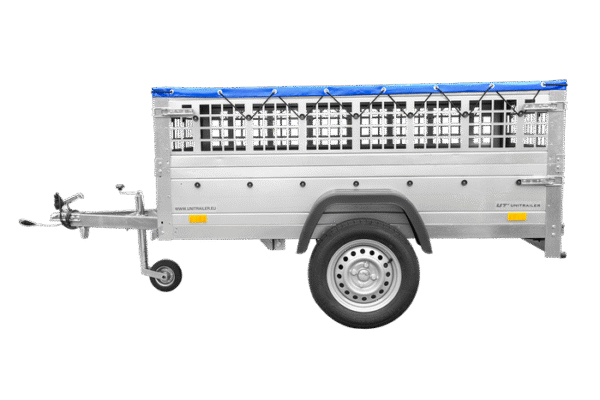 BRK -Remorque grillagée 200x106 avec bâche plate bleue, ridelles grillagées et roue jockey - Garden Trailer 200 KIPP – Image 5