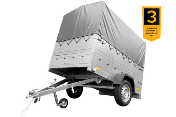 BRK -Remorque simple essieu 200x106 avec bâche haute, arceau, rehausses de ridelles et roue jockey - Garden Trailer 200 KIPP – Image 5