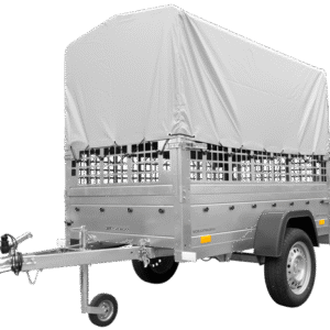 BRK -Remorque tôle Garden Trailer 200 KIPP 200x106 cm [avec rehausses grillagées, bâche haute et arceau]