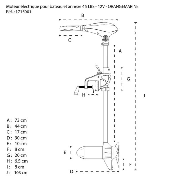 Moteur électrique pour bateau et annexe 45 LBS - 12V – Image 2