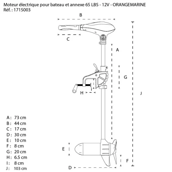 Moteur électrique pour bateau et annexe 65 LBS - 12V – Image 2