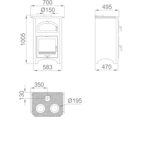 Cuisinière à bois avec four - BRONPI Monza 14 kW – Image 3
