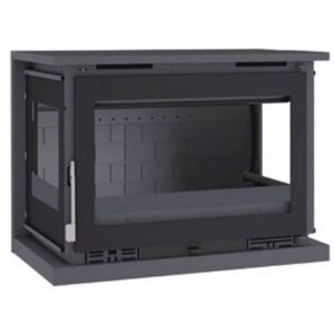 Poêle à bois 3 faces suspendu ventilé - FIREMATIC Columbia 3F 12.5 kW Foyer en fonte - Porte fonte - avec vitre sérigraphiée