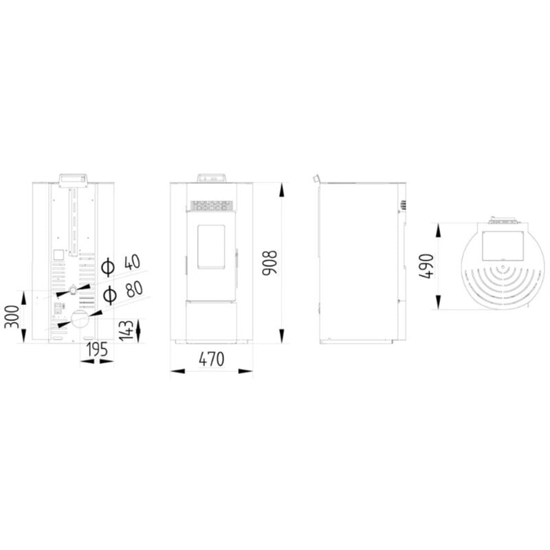 Poêle à granules étanche - LVZ LEANDRO 9 - Noir – Image 4