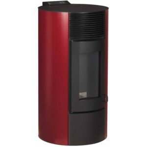 OPTIMO Poêle à granulés rond étanche CRISTO rouge bordeaux 9kW