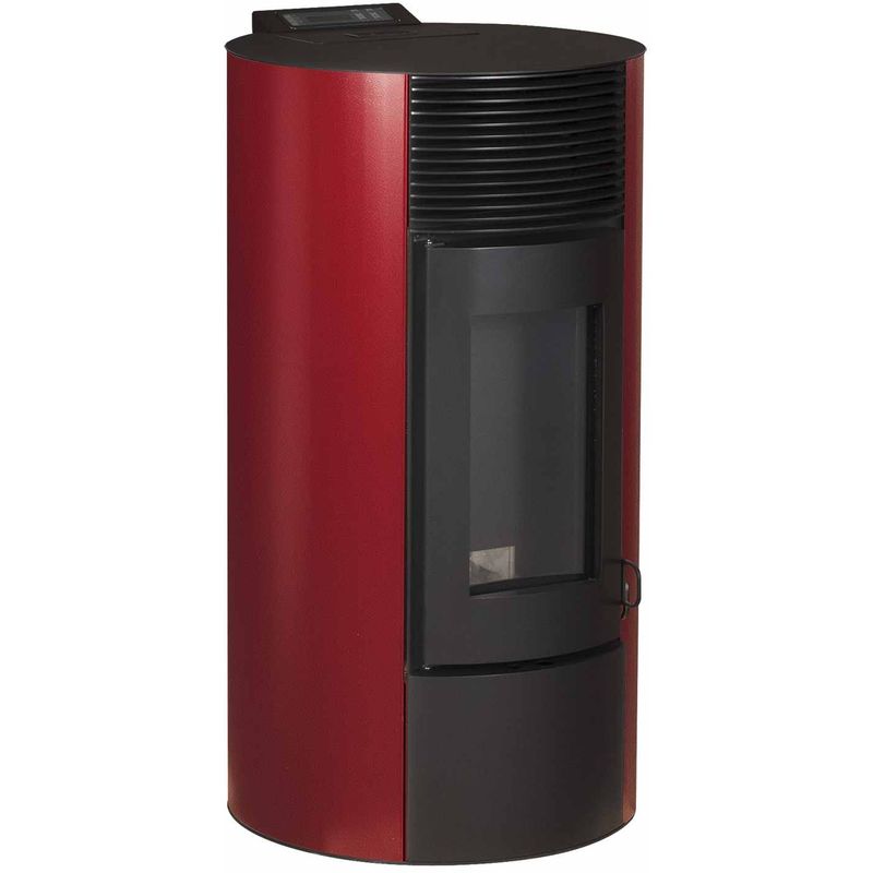 OPTIMO Poêle à granulés rond étanche CRISTO rouge bordeaux 9kW
