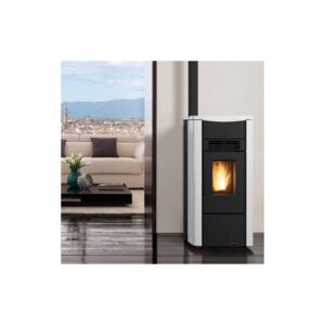 Poele a' granule's La Nordica Extraflame Giusy Plus Evo 9,1 kW gainable gaine acier blanc 230 m chauffe'