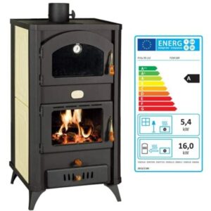 Poêle à bois avec four pour système de chauffage central. Puissance de chauffage 5 + 18kw. Modèle rétro. Modèle "Prity FG W18R"